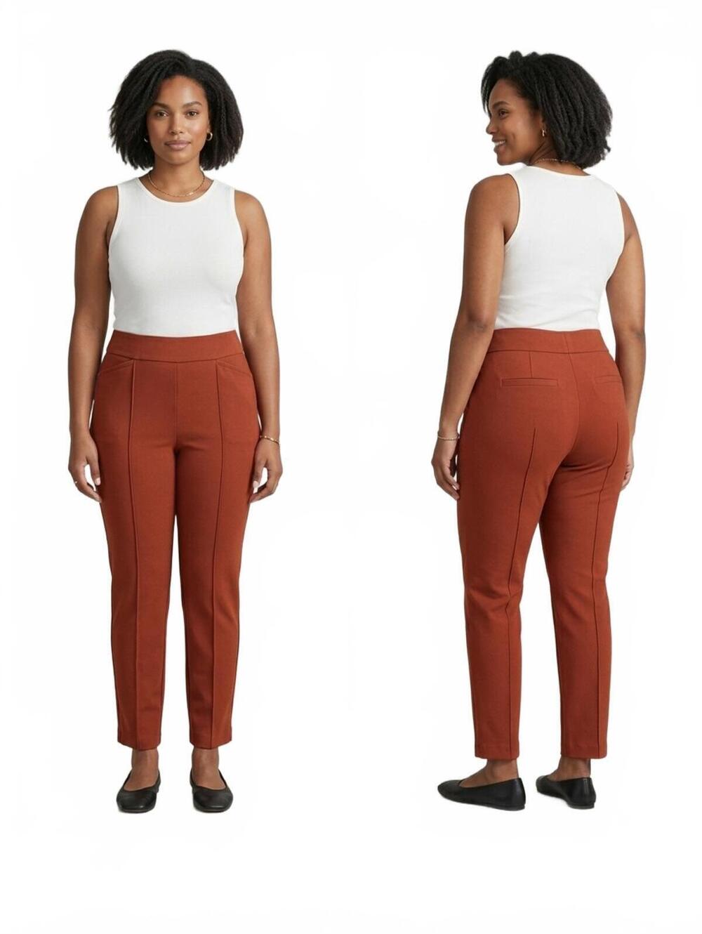 Chico’s So Slimming Ladies Slim Fit Pant High Waist Pockets Color Burnt Orange P